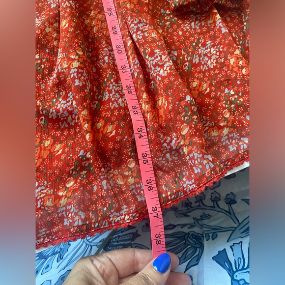 Rebecca Minkoff Womens Long Sleeve Cold Shoulder Floral Dress Red - Picture 8 of 11